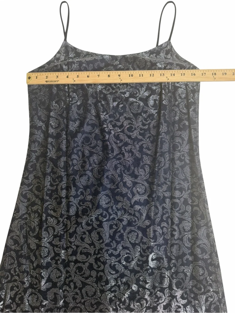 Vintage Jessica McClintock Gunne Sax Silver Metallic Navy Dress 5/6 Y2K Party